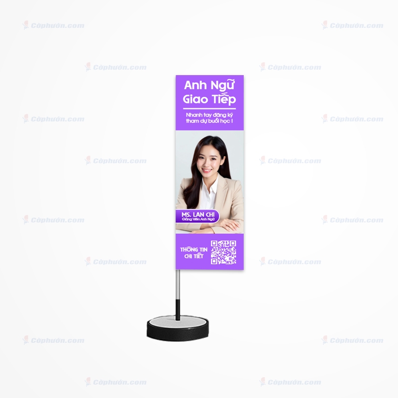 Cờ phướn chữ nhật cho trung tâm ngoại ngữ