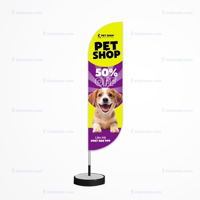 Cờ phướn giọt nước cửa hàng chăm sóc thú cưng