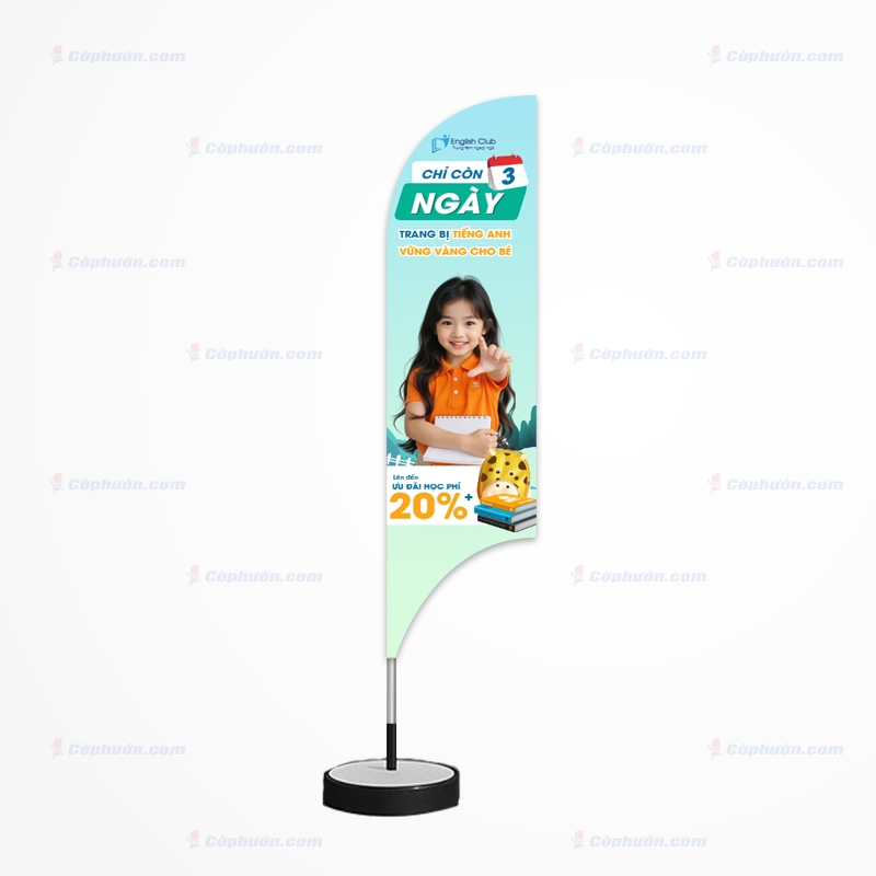 Cờ phướn lưỡi liềm trung tâm tiếng anh trẻ em